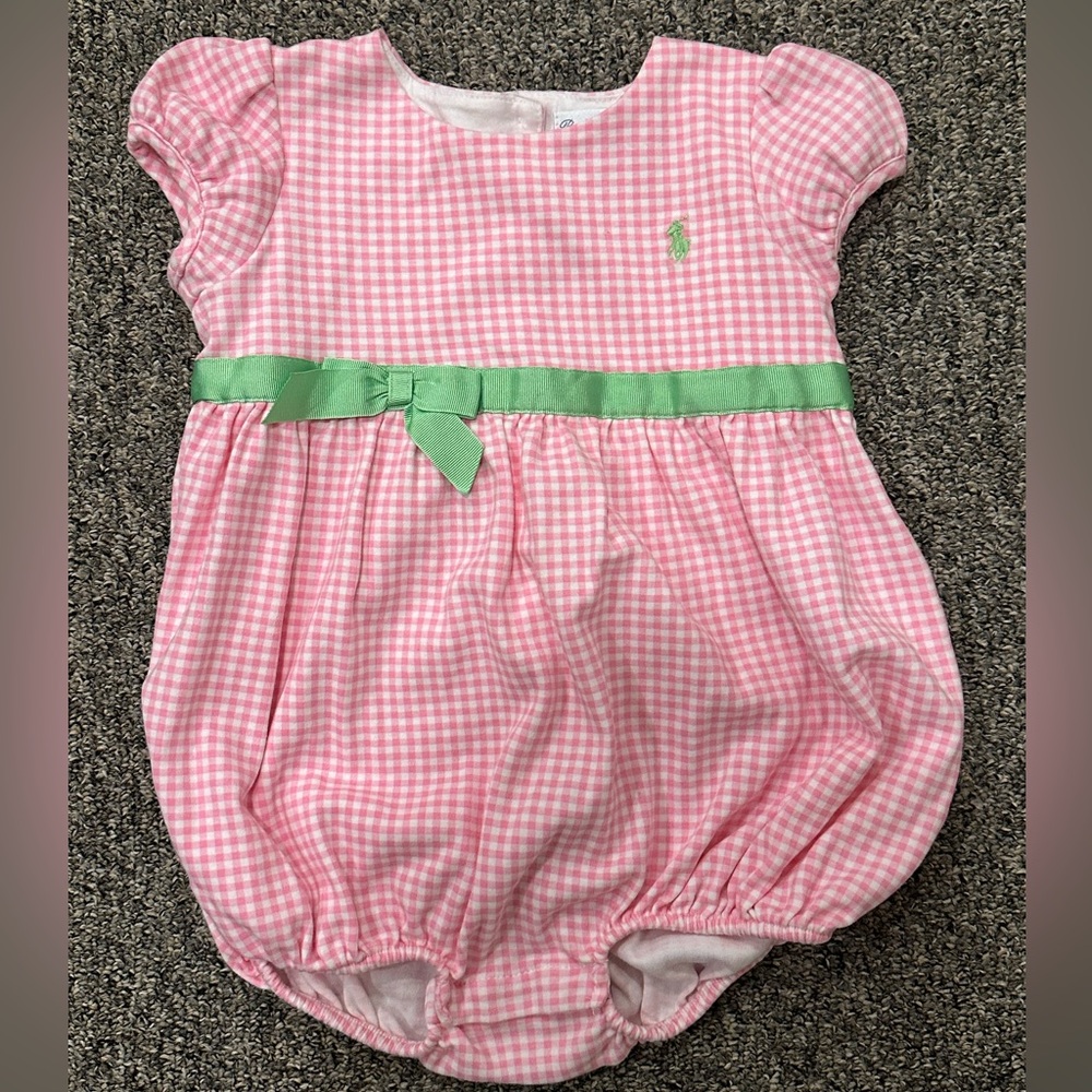 Ralph Lauren Pink Checkered Baby Outfit
